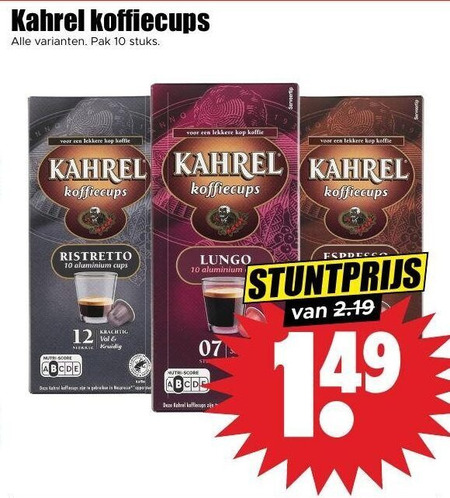 Kahrel   koffiecups folder aanbieding bij  Dirk - details