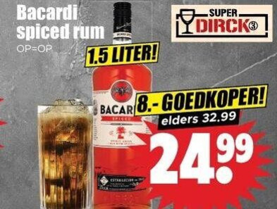 bacardi rum spiced liter super goedkoper elders folder aanbieding bij Dirk Bacardi rum folder aanbieding bij Dirk - details