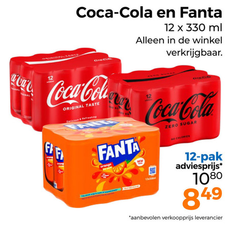 coca-cola fanta frisdrank cola 12 330 coca ml original taste refreshing fant orange new zero sugar calories pak folder aanbieding bij Trekpleister Coca-Cola frisdrank, cola folder aanbieding bij Trekpleister - details