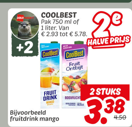 coolbest vruchtensap 1 2 750 pak ml liter fruit ontbijt halve drink mango fruitdrink stuks bosvrucht 3 folder aanbieding bij Dekamarkt Coolbest vruchtensap folder aanbieding bij Dekamarkt - details