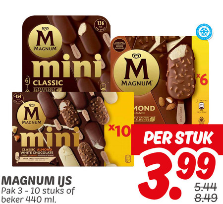 magnum ijslollies 6 10 chocolate roasted mint classic grown mini almond white chocolat blanc trick cracking pak stuks beker ml mond stuk 3.99 folder aanbieding bij Dekamarkt Magnum ijslollies folder aanbieding bij Dekamarkt - details