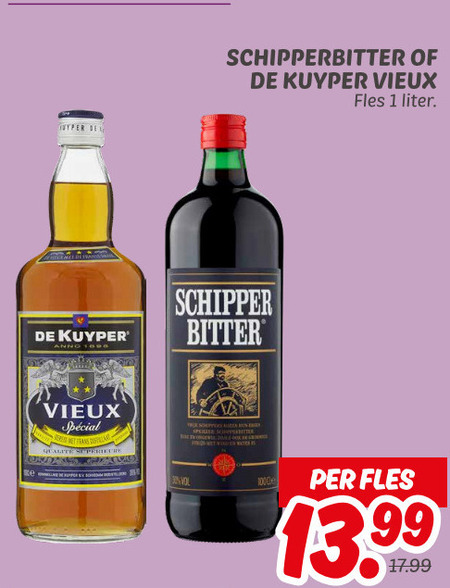 Schipperbitter   vieux, kruidenbitter folder aanbieding bij  Dekamarkt - details
