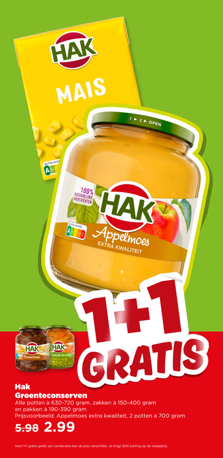 Hak   appelmoes, groenteconserven folder aanbieding bij  Plus - details