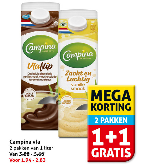 Campina   vla folder aanbieding bij  Hoogvliet - details