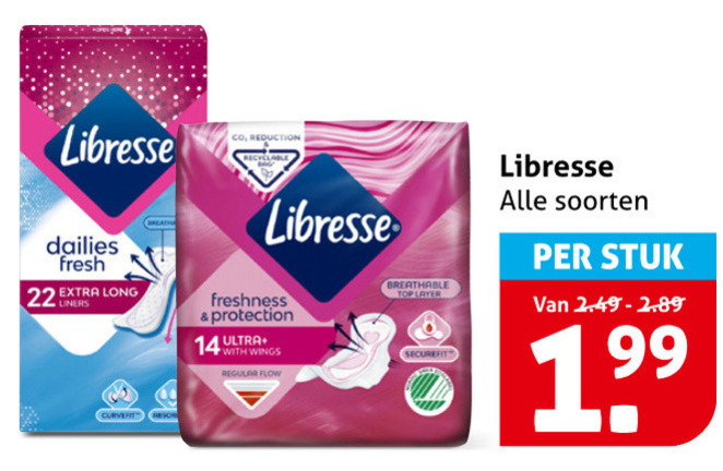 Libresse   maandverband, inlegkruisjes folder aanbieding bij  Hoogvliet - details