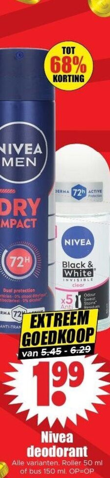 Nivea   deodorant folder aanbieding bij  Dirk - details