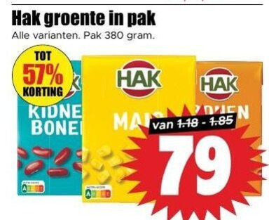Hak   groenteconserven folder aanbieding bij  Dirk - details