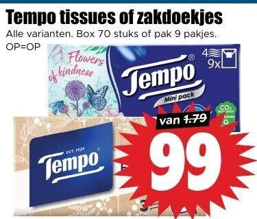 Tempo   tissue, zakdoek folder aanbieding bij  Dirk - details