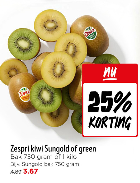 kiwi 1 25 750 zespri green sungold bak kilo folder aanbieding bij Jumbo