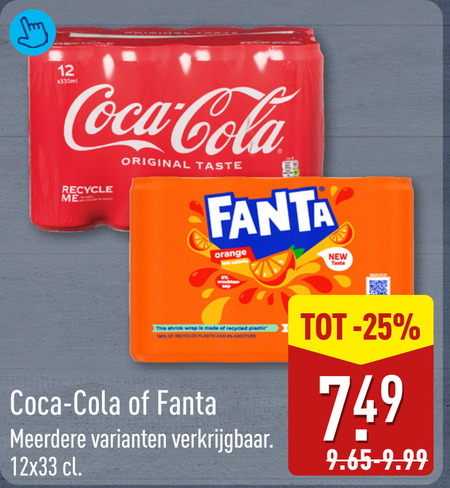coca-cola fanta cola frisdrank 9 12 25 coca recycle original taste orange new this wrap recycled plastic and meerdere folder aanbieding bij Aldi Fanta frisdrank, cola folder aanbieding bij Aldi - details
