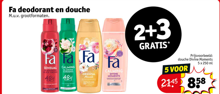 Fa   deodorant, douchegel folder aanbieding bij  Kruidvat - details