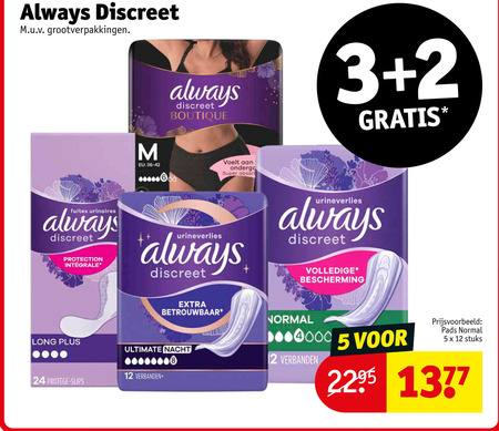 Always   maandverband, inlegkruisjes folder aanbieding bij  Kruidvat - details