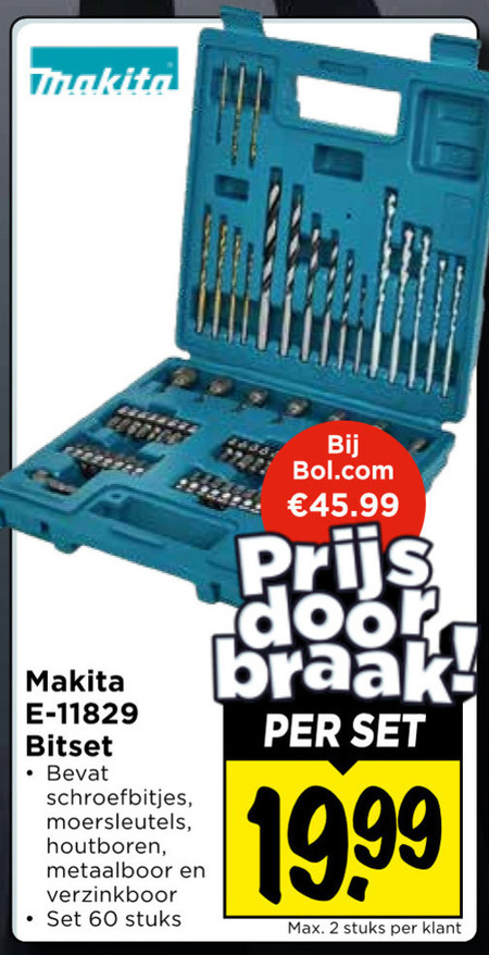 Makita   schroefbitset folder aanbieding bij  Vomar - details