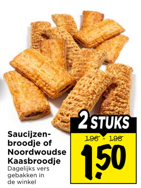 Noordwoudse   kaasbroodjes, saucijzenbroodje folder aanbieding bij  Vomar - details