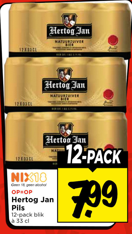 hertog jan blikjes bier 12 18 33 natuurzuiver nix18 alcohol pils pack blik folder aanbieding bij Vomar Hertog Jan blikje bier folder aanbieding bij Vomar - details