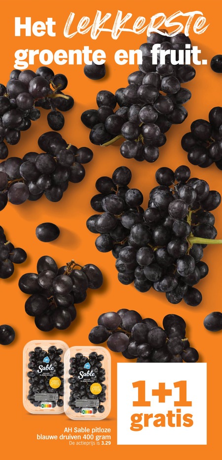 druiven 1 400 groente fruit sable pitloze blauwe score volzoet stevig hut firm actieprijs folder aanbieding bij Albert Heijn