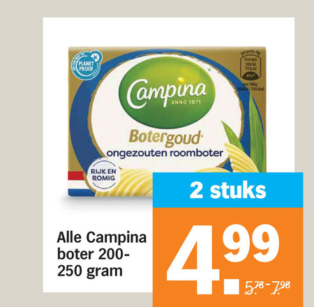 Campina   roomboter folder aanbieding bij  Albert&nbsp;Heijn - details