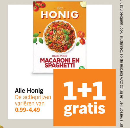 honig maaltijdmix soep pasta 1 25 1867 basis macaroni spaghetti varieeren folder aanbieding bij Albert Heijn Honig pasta, soep folder aanbieding bij Albert Heijn - details
