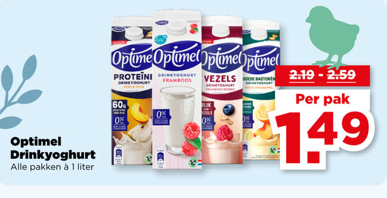 Optimel   drinkyoghurt folder aanbieding bij  Plus - details