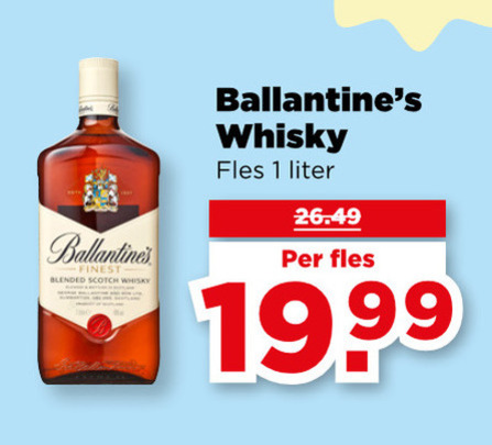 ballantines whisky 1 finest blended scotch fles liter folder aanbieding bij Plus Ballantines whisky folder aanbieding bij Plus - details
