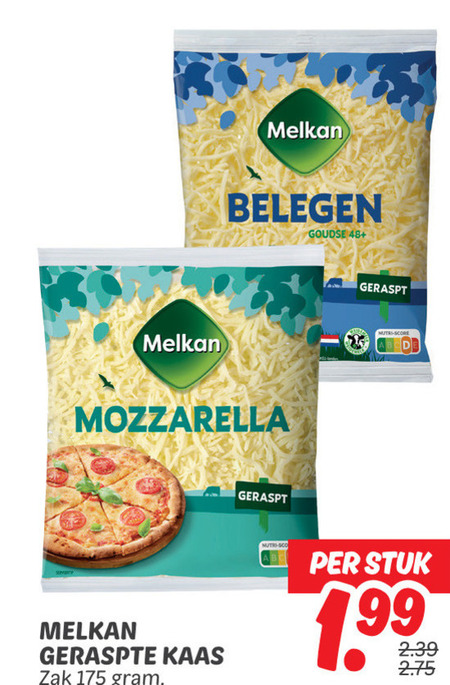 Melkan   geraspte kaas folder aanbieding bij  Dekamarkt - details