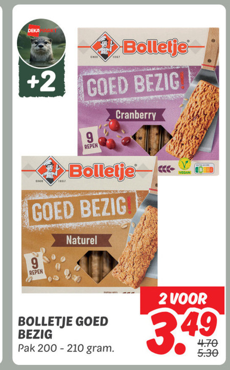 Bolletje   mueslireep folder aanbieding bij  Dekamarkt - details