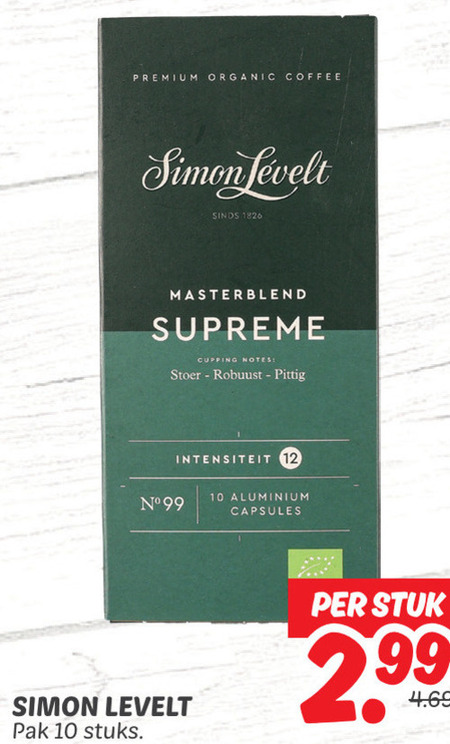 Simon Levelt   koffiecups folder aanbieding bij  Dekamarkt - details