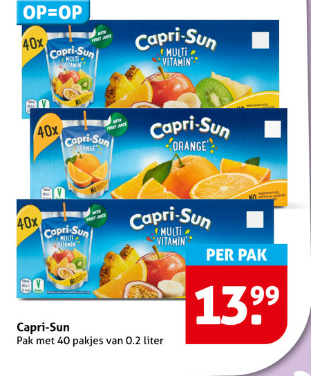 capri-sun fruitdrank 40 capri sun multi vitamin with fruit juice orange preservatives artificial colours pak liter folder aanbieding bij Hoogvliet Capri-Sun fruitdrank folder aanbieding bij Hoogvliet - details