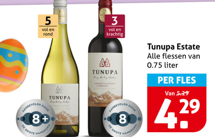 Tunupa   witte wijn, rode wijn folder aanbieding bij  Hoogvliet - details