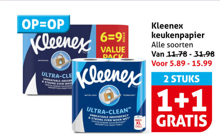 Kleenex   keukenpapier folder aanbieding bij  Hoogvliet - details