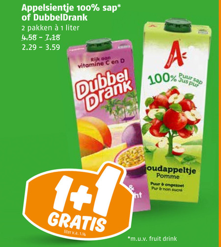 Dubbeldrank   fruitdrank folder aanbieding bij  Poiesz - details
