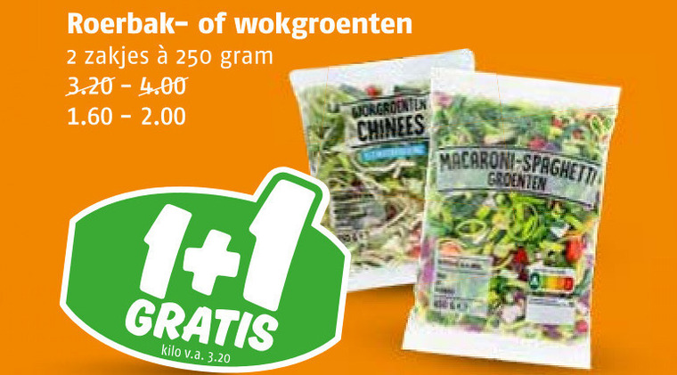 groentenpakket 2 250 roerbak wokgroenten zakjes kilo v.a. chinees macaroni spaghetti groenten folder aanbieding bij Poiesz