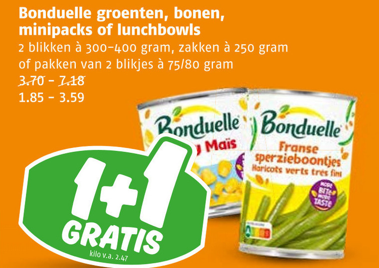 Bonduelle   groenteconserven folder aanbieding bij  Poiesz - details