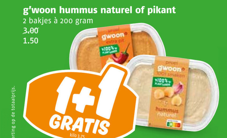 Gwoon   houmous folder aanbieding bij  Poiesz - details