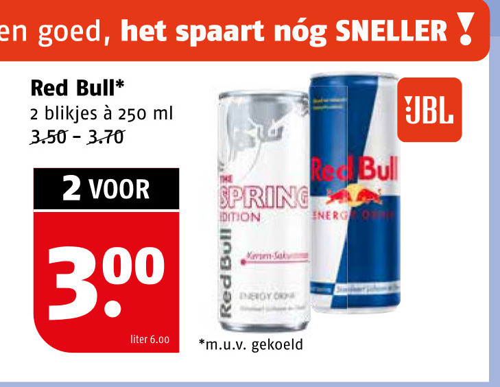 red bull energiedrank 2 250 300 blikjes ml spring karamel energy liter m.u.v gekoeld folder aanbieding bij Poiesz Red Bull energiedrank folder aanbieding bij Poiesz - details
