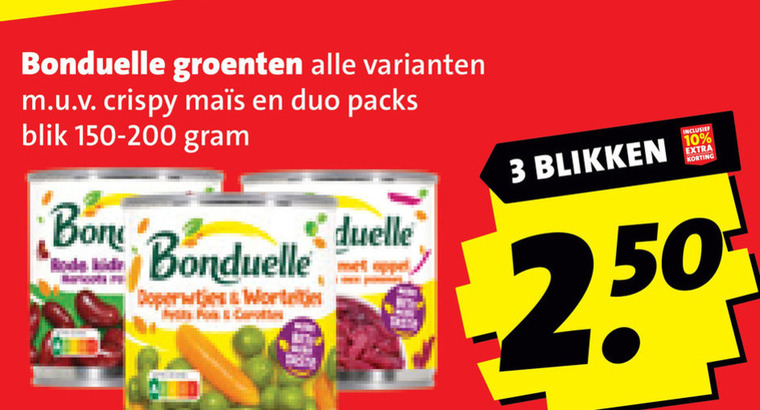 Bonduelle   groenteconserven folder aanbieding bij  Boni - details