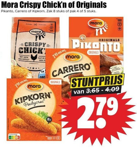 Mora   snack, kipsnacks folder aanbieding bij  Dirk - details