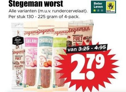 Stegeman   salami, cervelaatworst folder aanbieding bij  Dirk - details