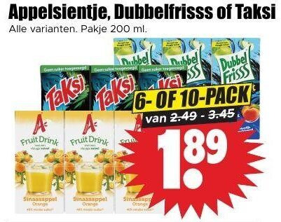 Taksi   fruitdrank folder aanbieding bij  Dirk - details