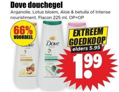 Dove   douchegel folder aanbieding bij  Dirk - details
