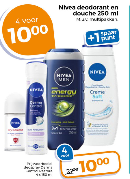 Nivea   douchegel, deodorant folder aanbieding bij  Trekpleister - details