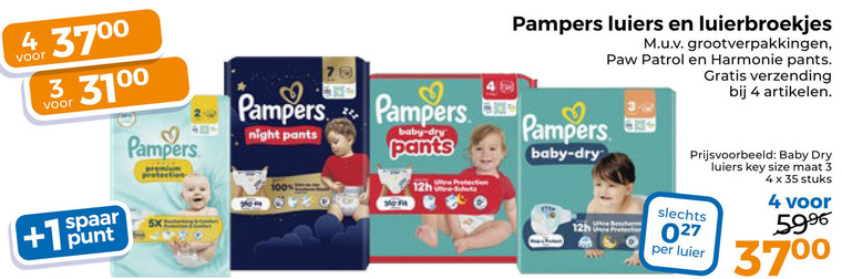 Pampers   luiers, luierbroekjes folder aanbieding bij  Trekpleister - details