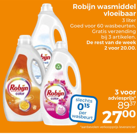Robijn   wasmiddel folder aanbieding bij  Trekpleister - details