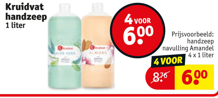 kruidvat huismerk handzeep 1 4 600 alde vera almond 60 navulling amandel liter folder aanbieding bij Kruidvat Kruidvat Huismerk handzeep folder aanbieding bij Kruidvat - details