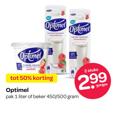 optimel drinkyoghurt kwark 1 2 50 framboos pak liter beker 450 500 stuks folder aanbieding bij Spar Optimel kwark, drinkyoghurt folder aanbieding bij Spar - details