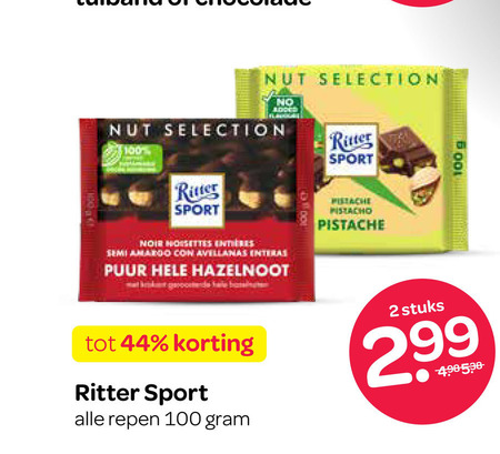 Ritter Sport   chocolade folder aanbieding bij  Spar - details
