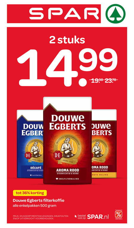 Douwe Egberts   koffie folder aanbieding bij  Spar - details