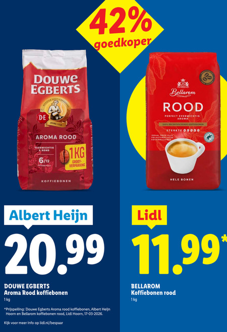 Douwe Egberts   koffiebonen folder aanbieding bij  Lidl - details