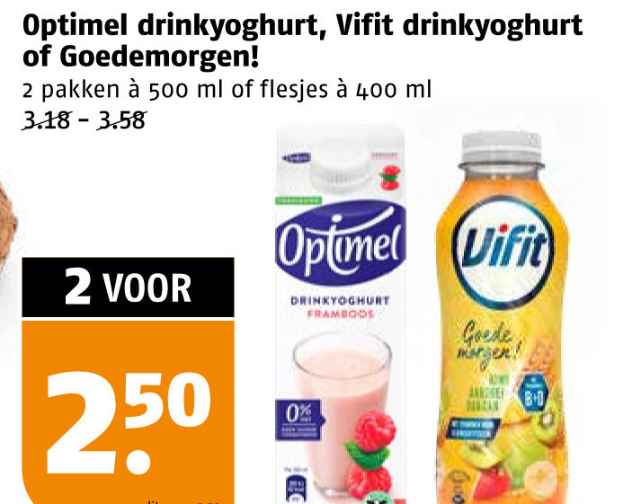 Optimel   drinkyoghurt folder aanbieding bij  Poiesz - details