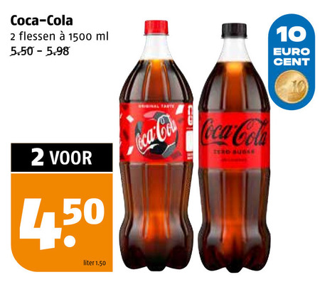 coca-cola cola 2 10 1500 coca flessen ml cent liter original zero folder aanbieding bij Poiesz Coca-Cola cola folder aanbieding bij Poiesz - details